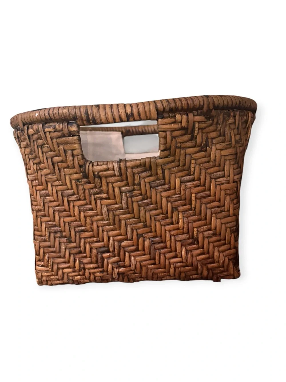 Set of Vintage Woven Rattan Nested Storage Baskets with Fabric Liners